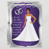 Silver Rings Bride Herz Lila Hochzeitseinladung Einladung (Vorne/Hinten)