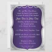 Silver Rings Bride Herz Lila Hochzeitseinladung Einladung (Rückseite)