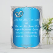 Silver Rings Pearls & Turquoise Hochzeit Einladung (Stehend Vorderseite)