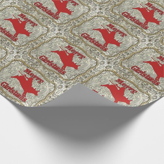 Silver Rodeo Bull Rider Gürtelschnalle Geschenkpapier (Ecke)