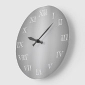 Silver Roman Numerres Round Wall Clock Große Wanduhr (Winkel)