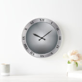 Silver Roman Nurmeral Wall Clock Große Wanduhr (Zuhause)