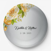 Silver Romance Golden Rose Hochzeit Pappteller (Vorderseite)