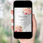 Silver rosa Blumenstrauß Hochzeit danke Karte