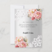 Silver rosa Blumenstrauß Hochzeit danke Karte (Rückseite)