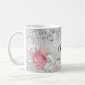 Silver rosa Flora elegante Monogramm-Bezeichnung Kaffeetasse (Links)