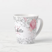 Silver rosa Flora elegante Monogramm-Bezeichnung Milchtasse (Rechte Ecke)