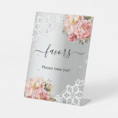 Silver rosa Flora Spitzen Gast Gunst Zeichen Sockelschild (Vorderseite)