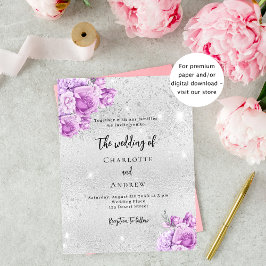 Silver rosa violett Budget Hochzeitseinladung