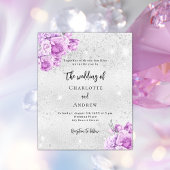 Silver rosa violett Budget Hochzeitseinladung Flyer