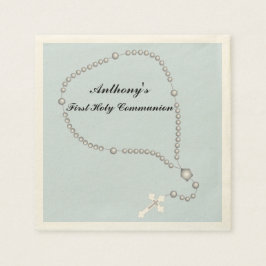 Silver Rosary Beads Kommunion Personalisiert Napki Serviette