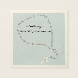 Silver Rosary Beads Kommunion Personalisiert Napki Serviette
