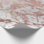 Silver Rose Abstrakt Gold Metallic Glass Strokes Geschenkpapier (Ecke)