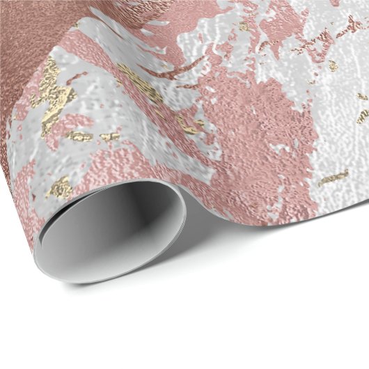 Silver Rose Abstrakt Gold Metallic Glass Strokes Geschenkpapier (Rolleneckpunkt)