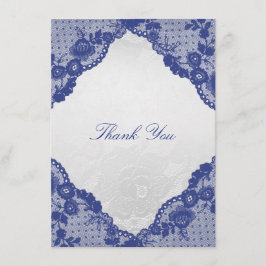 Silver Rose Blue Navy Lace Vielen Dank Dankeskarte