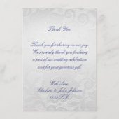Silver Rose Blue Navy Lace Vielen Dank Dankeskarte (Rückseite)