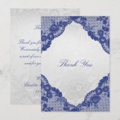 Silver Rose Blue Navy Lace Vielen Dank Dankeskarte (Vorne/Hinten)
