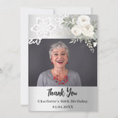 Silver Rose Blumengeburtstag Foto Dankeschön-Karte Einladung (Vorderseite)