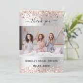 Silver Rose Brautparty Foto danke Karte (Stehend Vorderseite)