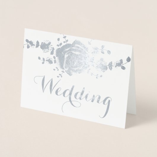 Silver Rose Foil Typografy Wedding Einladungen (Vorderseite)