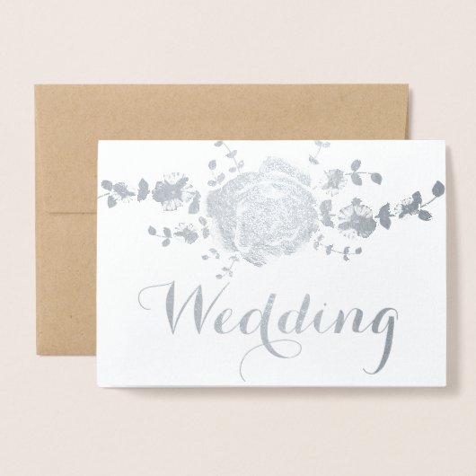 Silver Rose Foil Typografy Wedding Einladungen (Vorderseite mit Umschlag)