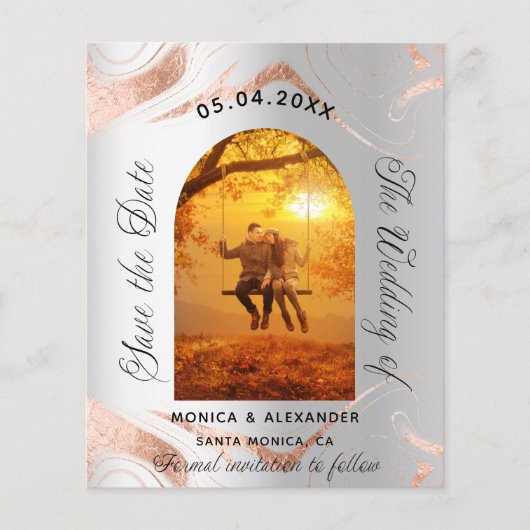 Silver Rose Foto QR Hochzeit speichern Sie das Dat (Vorderseite)