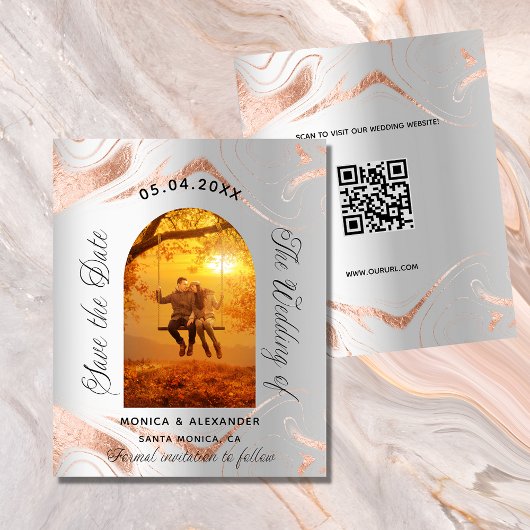 Silver Rose Foto QR Hochzeit speichern Sie das Dat