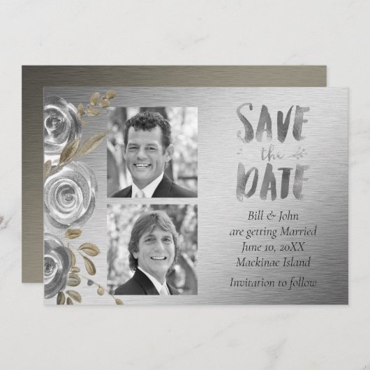 Silver Rose Gay Save the Date (Vorne/Hinten)