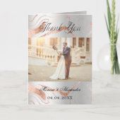 Silver Rose Gold 2 Fotos Hochzeit danke Karte (Vorderseite)
