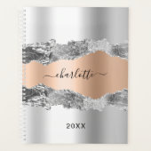 Silver Rose Gold Age Marmorname Skript 2023 Planer (Vorderseite)