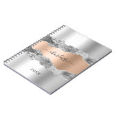 Silver Rose Gold Age Marmornamenskript Notizblock (Linke Seite)