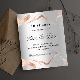 Silver Rose Gold Budget Hochzeit speichern das Dat Flyer