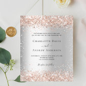 Silver Rose Gold Budget Hochzeitseinladung