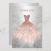 Silver Rose Gold Dress Dankeskarte (Vorne/Hinten)