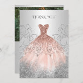 Silver Rose Gold Dress Dankeskarte (Vorne/Hinten)