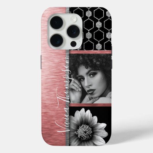 Silver & Rose Gold Foto Collage - Anpassen Case-Mate iPhone Hülle (Rückseite)