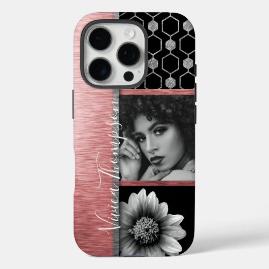 Silver & Rose Gold Foto Collage - Anpassen Case-Mate iPhone Hülle (Rückseite)