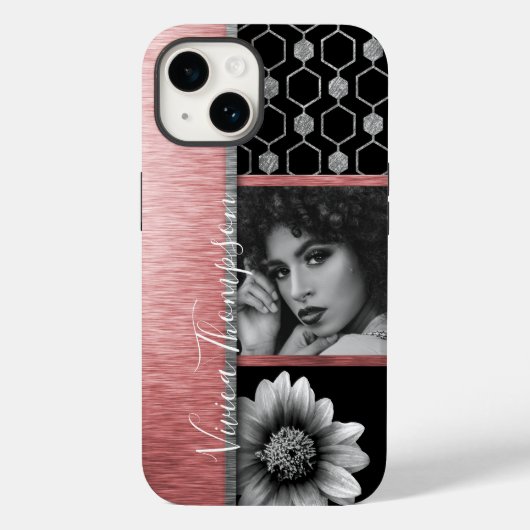 Silver & Rose Gold Foto Collage - Anpassen Case-Mate iPhone Hülle (Rückseite)