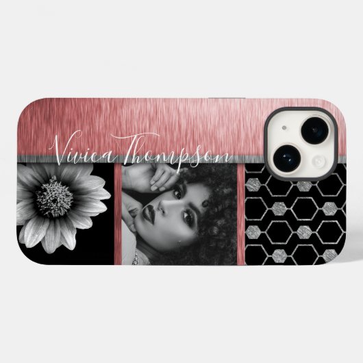 Silver & Rose Gold Foto Collage - Anpassen Case-Mate iPhone Hülle (Rückseite (Horizontal))
