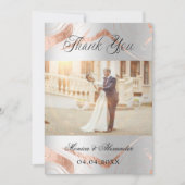 Silver Rose Gold Foto Hochzeit danke Karte (Vorderseite)