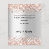 Silver Rose Gold Foto Hochzeit danke Karte (Rückseite)