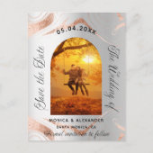Silver Rose Gold Foto Hochzeit speichern Sie das D Ankündigungspostkarte (Vorderseite)
