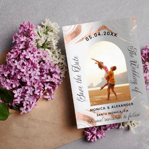 Silver Rose Gold Foto Hochzeit speichern Sie das D Save The Date