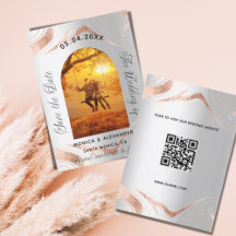 Silver Rose Gold Foto QR Hochzeit speichern Sie da