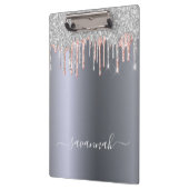 Silver rose gold glitter drips name script klemmbrett (Links)
