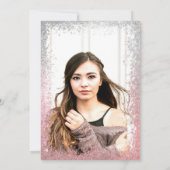 Silver Rose Gold Glitzer Ombre Foto Quinceañera Einladung (Rückseite)