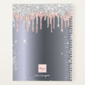 Silver Rose Gold Glitzer Tropfen Monogramm 2023 Planer (Rückseite)