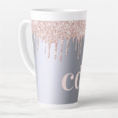 Silver Rose Gold Glitzer Tropfen Monogramm Initial Milchtasse (Linke Ecke)