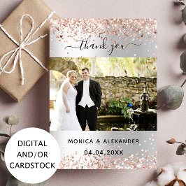 Silver Rose Gold Hochzeit Foto danke Ihnen Karte