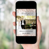 Silver Rose Gold Hochzeit Foto danke Ihnen Karte